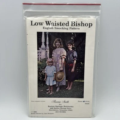 Vtg Low Waisted Bishop Dress English Smocking Pattern Adult Sz 8-14 1985 Uncut - Image 1 of 4
