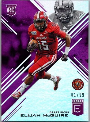 Panini Donruss Elite Draft 2017 púrpura radiocontrol Elijah McGuire "eBay 1/1" #'d 1/99 Foto 1 de 2