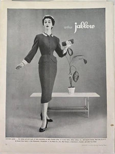 1954 Dovima Women's Arthur Jablow suit satin trim vintage fashion ad - Picture 1 of 1