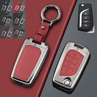 Zinc Alloy Leather Car Key Fob Case Cover For Toyota Corolla Camry C-HR 2018-22 - Image 1 of 4