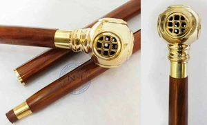 Antique Diving Helmet Handle Design Brass Stylish Walking Stick Cane - Picture 1 of 5