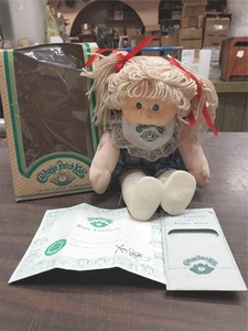 Cabbage Patch Kids Doll w/Box Adoption Papers Birth Certification Plaid Dress - Picture 1 of 11