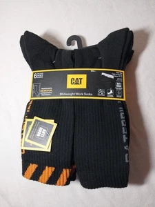 Paquete de 6 calcetines CATERPILLAR para hombre de peso medio cojín para botas NEGROS talla 8-12 - Imagen 1 de 10