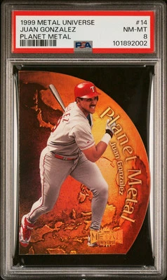 JUAN GONZALEZ 1999 Metal Universe PLANET METAL DIE CUT SP #14 NM-MT PSA 8 - Image 1 of 2