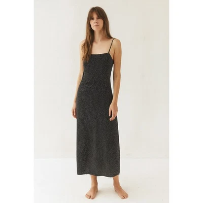 Antiguo Vestido Azul Marino Vintage Años 90 Escote Cuadrado Tirantes Midi Para Mujer 6 Vibraciones Preppy Foto 1 de 4