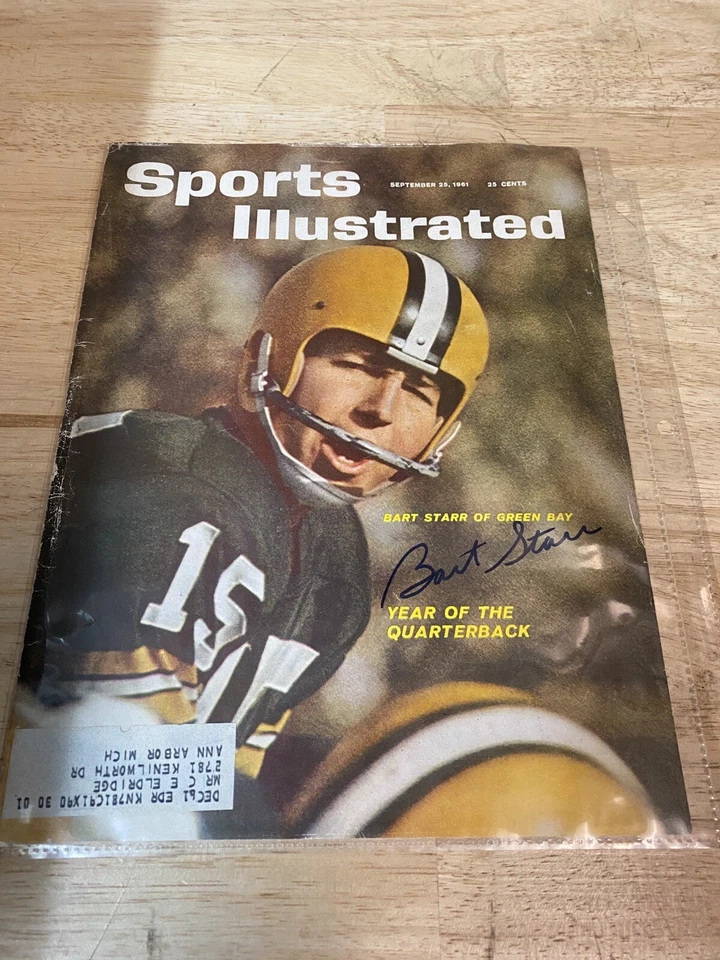 Cubierta firmada autografiada por Bart Starr Sports Illustrated 25 de septiembre de 1961 Green Bay Foto 1 de 4