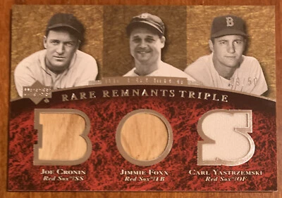 Carl YASTRZEMSKI FOXX 2007 UD Premier Rare Remnants Triple Relic #RR3-CFY 9/50 - Image 1 of 2