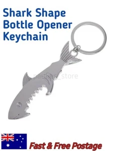 Shark Beer Bottle Opener Silver Metal Keychain Keyring - Picture 1 of 5
