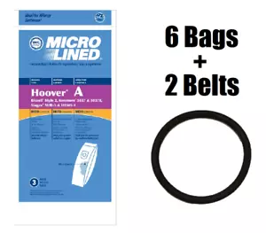 (6) Type A Vacuum Bags for Hoover 4010001A + (2) Round Belts - Picture 1 of 1