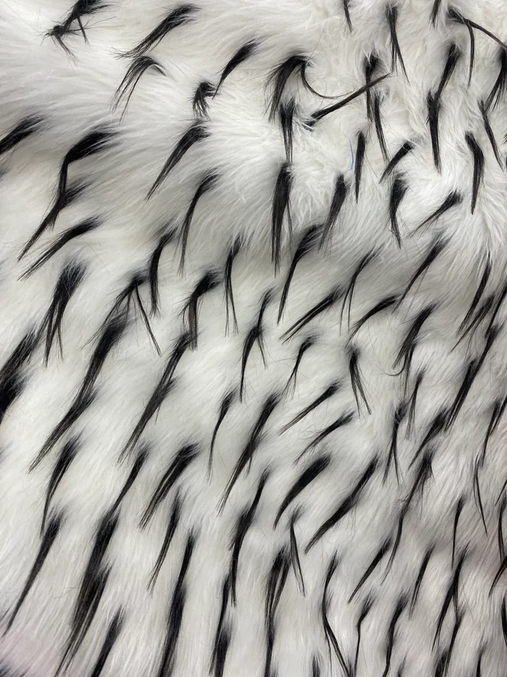 Spike Faux fur black on white Upholstery Fabric by the yard - Image 1 of 1