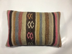 Kilim Pillow Cover 16x24 Tribal Vintage Turkish Carpet Lumbar Pillow Cover 1016 - Picture 1 of 4
