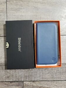 SHIELDON Wallet Case for iPhone 14 6.1" Only, Genuine Leather, Royal Blue 