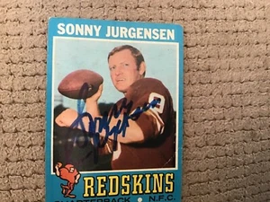 Tarjeta firmada por Sonny Jurgensen Topps Washington Redskins - Imagen 1 de 1