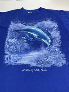 Vintage Dolphins Wilmington NC Sunshine Unisex Large Single Stitch Blue Ocean - Picture 1 of 8