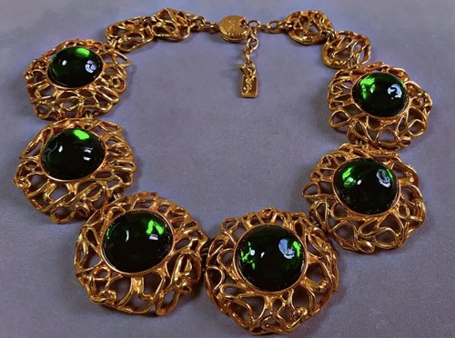 SAINT LAURENT (YSL) Vintage collier Yves Saint Laurent YSL Goossens necklace vintage green sapphir