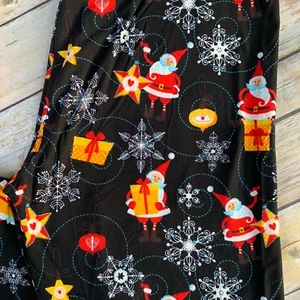 Santa Claus Snowflake Christmas Holiday Women's Leggings OS One Size 2-10 - Picture 1 of 3