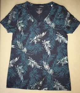 Damen Kurzarm Shirt Basic Tee marine mit Palmblättern von Sonoma Gr. XS, neu ohne Etikett - Bild 1 von 3