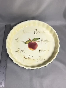 Keramik Kuchen gekräuselt Bäckerplatte Pfanne grün mit einem Pfirsich 9" - Bild 1 von 4