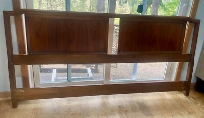 Cabecero vintage king size nogal/caña mediados de siglo Foto 1 de 4