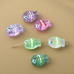 24Pcs Mixed Fish Handmade Lampwork Beads with Enamel Diy Jewelry Making 14x10mm