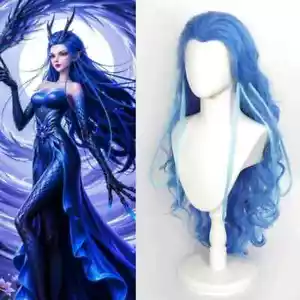 Peluca Cosplay Nezha 2 Ao Run Accesorios de Disfraz Aorun Cabello Largo Azul Rizado - Imagen 1 de 1