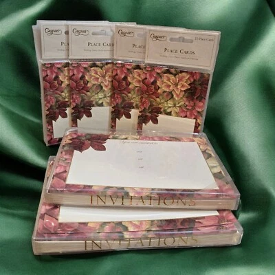 b) Vintage Caspari Holiday Invites and Place Cards Poinsettia Pamela Gladding - Image 1 of 4