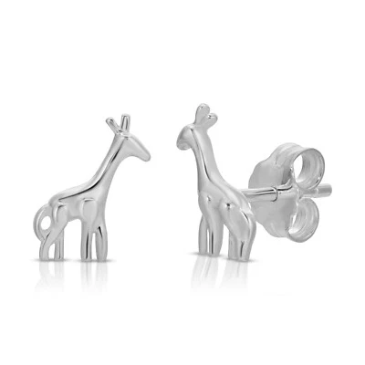 Sterling Silver 925 Giraffe Earrings Animal Stud Earrings Minimal Jewelry E83 - Image 1 of 4