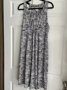 Ann Klein Women's Black and White Geometric Designer Sleeveless Dress Size XL - Picture 1 of 8
