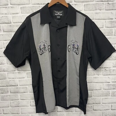 Camisa Cromo Águila Poliéster Moto Manga Corta Abotonada Hombre Talla L Foto 1 de 4
