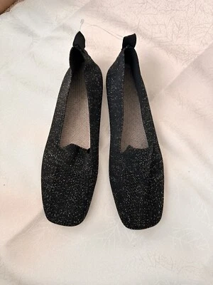 Mujer Brillo Tejido Ballet Plano Talla 9 Negro Gótico Fácil Clásico Comodidad Foto 1 de 4