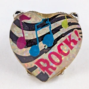 Anillo Ajustable en Forma de Corazón Música Rock Acrílico Tono Plata 6 - 7.5 - Imagen 1 de 8