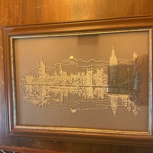Rare! Picture Franklin Mint Sterling Silver Silhouette Of London 1977 - Picture 1 of 4