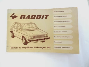 Volkswagen Rabbit 1981 manual del propietario ~ VW Rabbit manual francés canadiense - Imagen 1 de 11