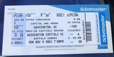 Alex Ovechkin Ticket Goal 741 Ties Hull + 600 Capitals Sabres 11/8/21 UNUSED GEM Cover