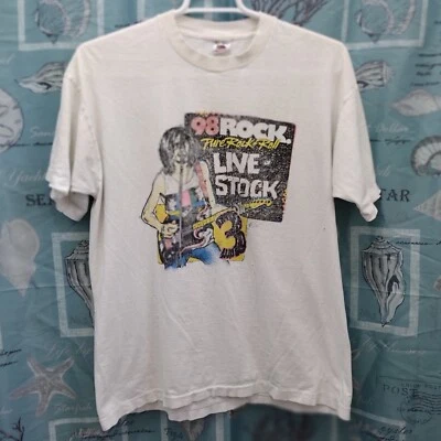 98ROCK Livestock 3 1992 Vintage XL Camiseta WXTB "Pure Rock & Roll" Foto 1 de 4