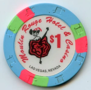 $1 Casino Chip from the Moulin Rouge in the West Side of Las Vegas 1993 Obsolete - Picture 1 of 2