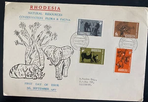 1967 Salisbury Southern Rhodesia First day Cover FDC Conservation Flora Fauna - Picture 1 of 2