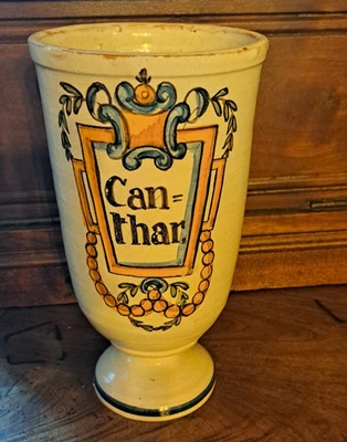 ANCIEN POT A PHARMACIE-ALBARELLO-FAIENCE POLYCHROME GRAND PILULIER CAN=THAR - Photo 1/4