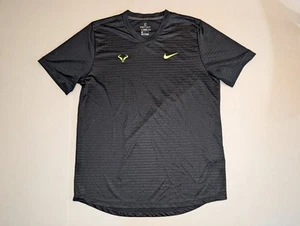 Nike Herren Dri-Fit Challenger V Neck Lime Black Rafael Nadal Gr. L Slim Tennis - Bild 1 von 4