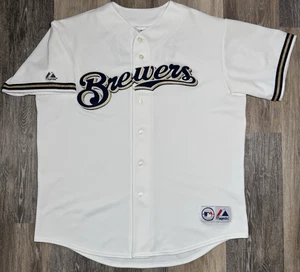 Milwaukee Brewers JJ Hardy #7 Majestic Jersey Men's large White MLB Baseball - Picture 1 of 12