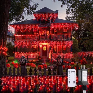 400 LED Red Icicle Lights for Halloween Decor, Connectable Red Halloween Lights - Picture 1 of 12