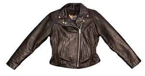 Chaqueta de cuero negra HEAVY Xelement para mujer motociclista forro con cremallera talla M - Imagen 1 de 5