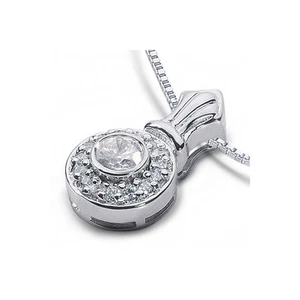 1.49CT Total F SI2 Round Cut Natural Certified Diamonds 14K Gold Halo Pendant - Picture 1 of 3