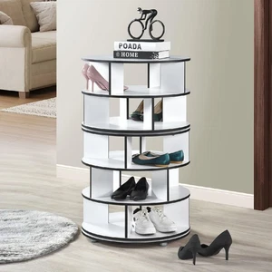 Kings Brand Furniture - 5-Tier Rotating Revolving Lazy Susan Shoe Rack, White - Picture 1 of 6