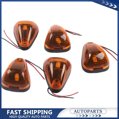5x Amber LED Cab Roof Marker Lights Kit For 99-16 Ford F250 F350 F450 Super Duty - Imagem 1 de 4