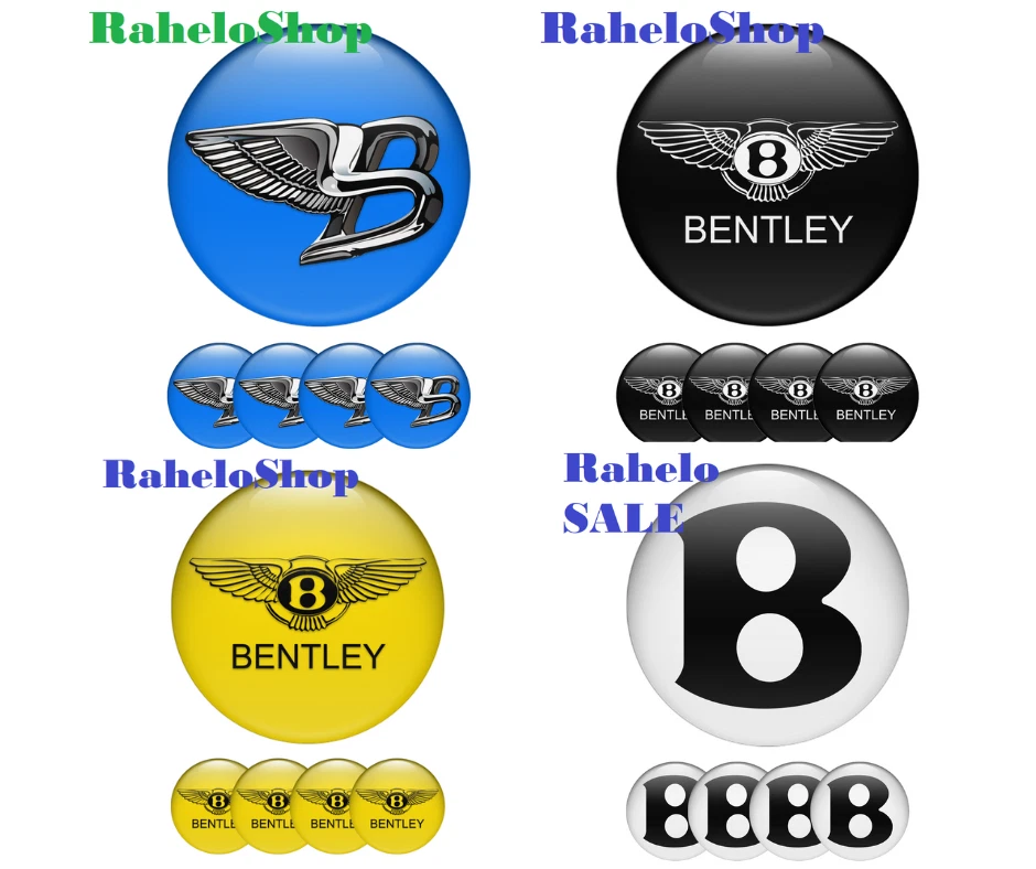 Juego de 4 pegatinas Bentley logotipo emblema rueda todos los tamaños abovedada silicona impresión 3D Foto 1 de 1
