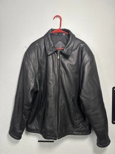 Chaqueta de cuero negra con cremallera completa Roundtree & Yorke para hombre talla L - Imagen 1 de 11