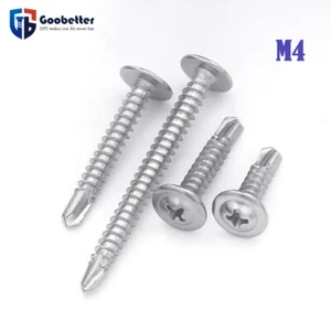 100Pcs 304 316 Stainless Steel Phillips Pan Head Self-Drilling Screws M4.2 M4.8 - Picture 1 of 5