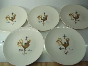 Juego de 5 platos de cena Edwin Knowles Weather Vane Gallo de 10 pulgadas MCM Mid-Century - Imagen 1 de 9