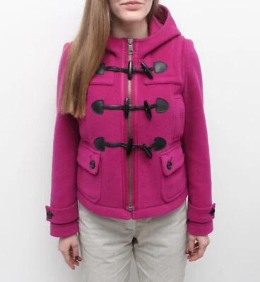 Abrigo corto de lona de lana Burberry Brit para mujer con capucha rosa fucsia talla RARO ~ XS/S Foto 1 de 4